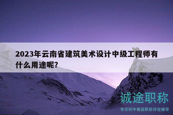2023年云南省建筑美术设计中级工程师有什么用途呢？