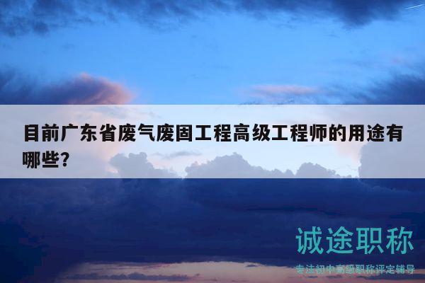 目前广东省废气废固工程高级工程师的用途有哪些？