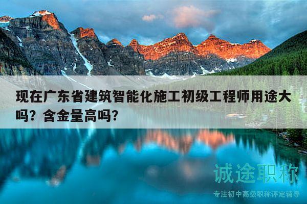 现在广东省建筑智能化施工初级工程师用途大吗？含金量高吗？