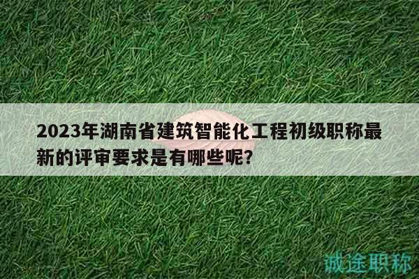 2023年湖南省建筑智能化工程初级职称最新的评审要求是有哪些呢？