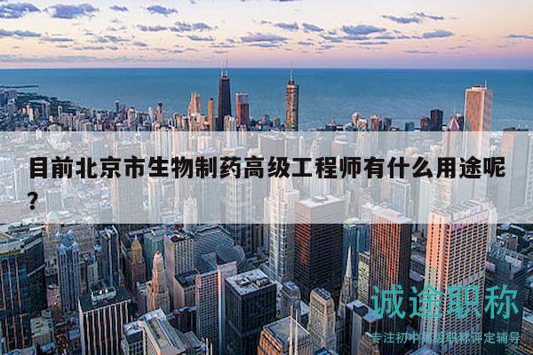 目前北京市生物制药高级工程师有什么用途呢？