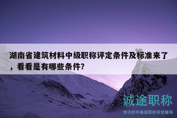 湖南省建筑材料中级职称评定条件及标准来了，看看是有哪些条件？
