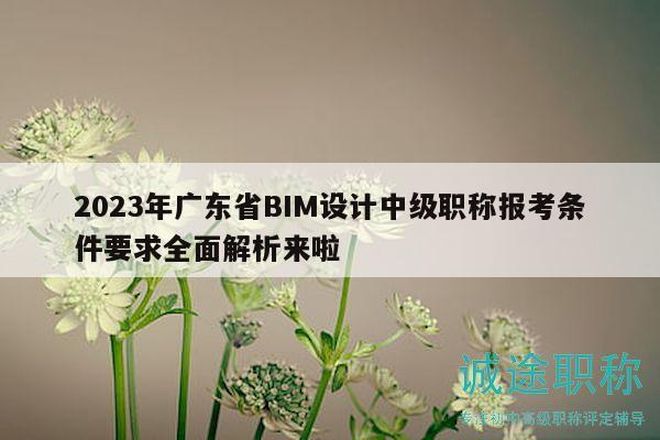2023年广东省BIM设计中级职称报考条件要求全面解析来啦