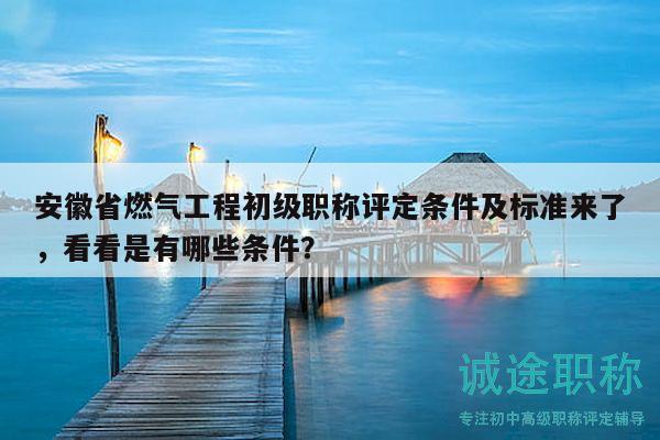 安徽省燃气工程初级职称评定条件及标准来了，看看是有哪些条件？