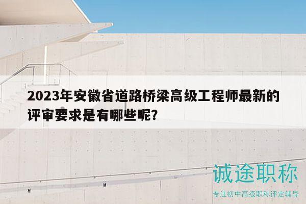 2023年安徽省道路桥梁高级工程师最新的评审要求是有哪些呢？