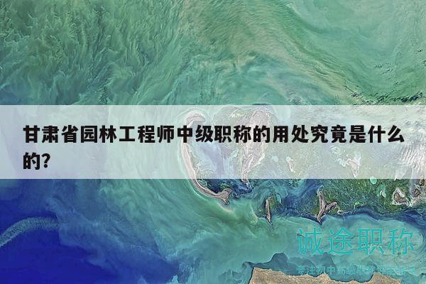 甘肃省园林工程师中级职称的用处究竟是什么的？