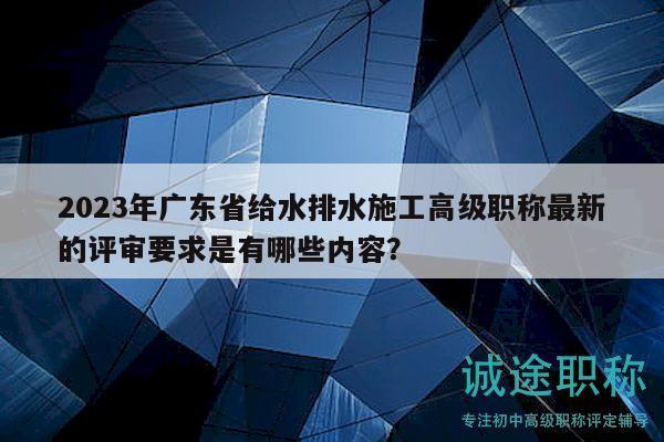 2023年广东省给水排水施工高级职称最新的评审要求是有哪些内容？