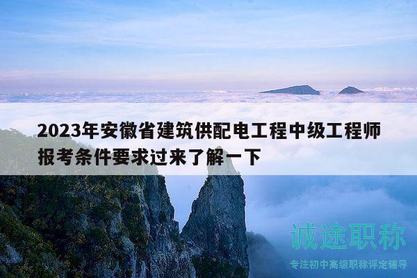 2023年安徽省建筑供配电工程中级工程师报考条件要求过来了解一下