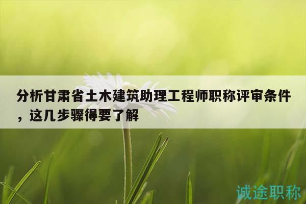 分析甘肃省土木建筑助理工程师职称评审条件，这几步骤得要了解