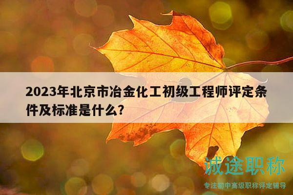 2023年北京市冶金化工初级工程师评定条件及标准是什么？