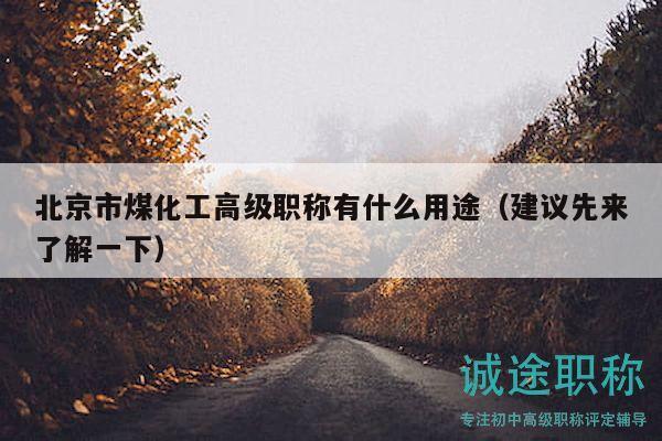 北京市煤化工高级职称有什么用途（建议先来了解一下）
