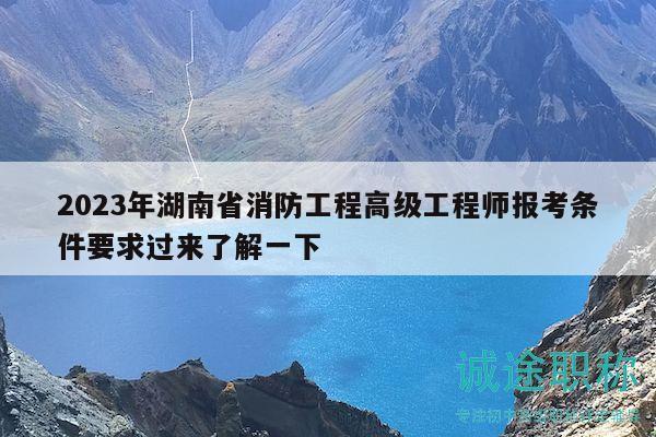 2023年湖南省消防工程高级工程师报考条件要求过来了解一下