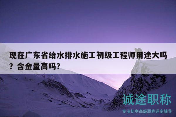 现在广东省给水排水施工初级工程师用途大吗？含金量高吗？