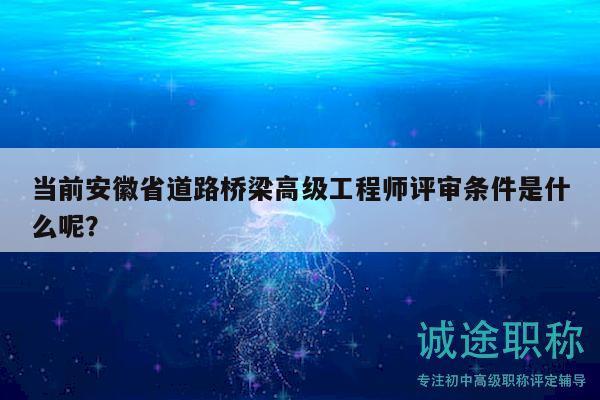 当前安徽省道路桥梁高级工程师评审条件是什么呢？