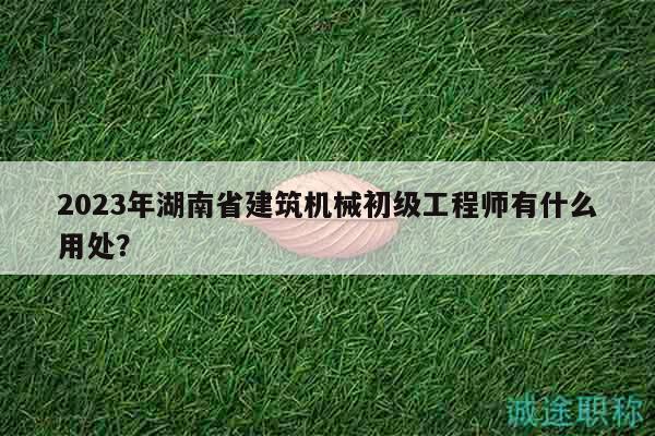 2023年湖南省建筑机械初级工程师有什么用处？