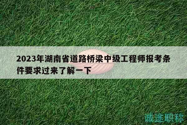 2023年湖南省道路桥梁中级工程师报考条件要求过来了解一下