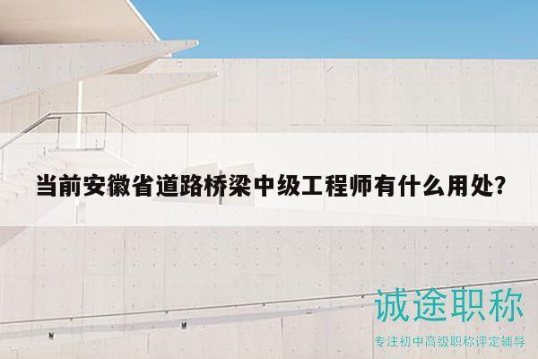 当前安徽省道路桥梁中级工程师有什么用处？