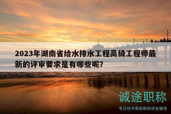 2023年湖南省给水排水工程高级工程师最新的评审要求是有哪些呢？