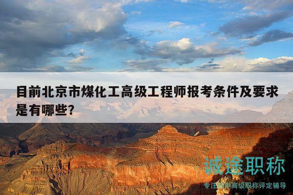 目前北京市煤化工高级工程师报考条件及要求是有哪些？