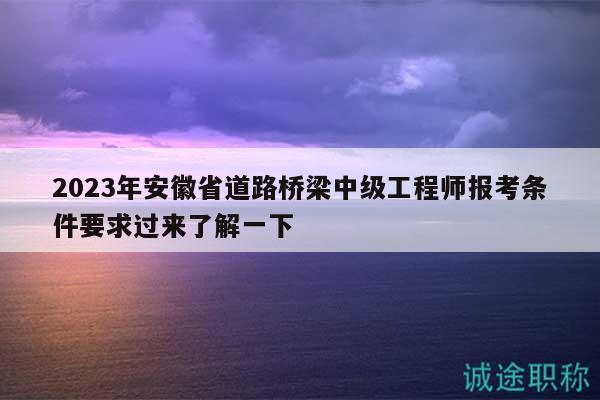 2023年安徽省道路桥梁中级工程师报考条件要求过来了解一下