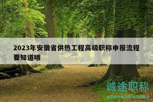 2023年安徽省供热工程高级职称申报流程要知道哦
