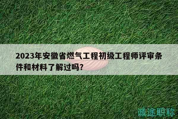 2023年安徽省燃气工程初级工程师评审条件和材料了解过吗？