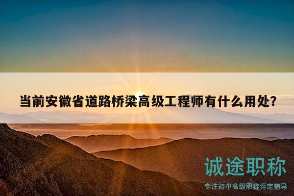 当前安徽省道路桥梁高级工程师有什么用处？