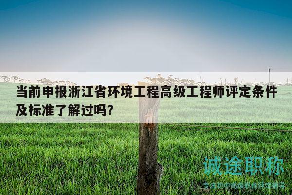 当前申报浙江省环境工程高级工程师评定条件及标准了解过吗？