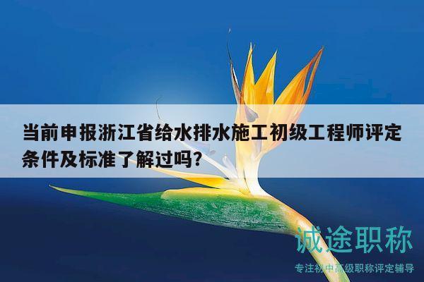 当前申报浙江省给水排水施工初级工程师评定条件及标准了解过吗？