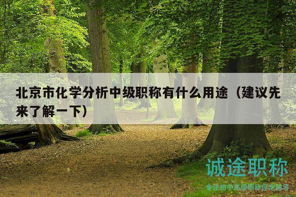 北京市化学分析中级职称有什么用途（建议先来了解一下）