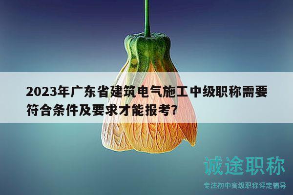 2023年广东省建筑电气施工中级职称需要符合条件及要求才能报考？