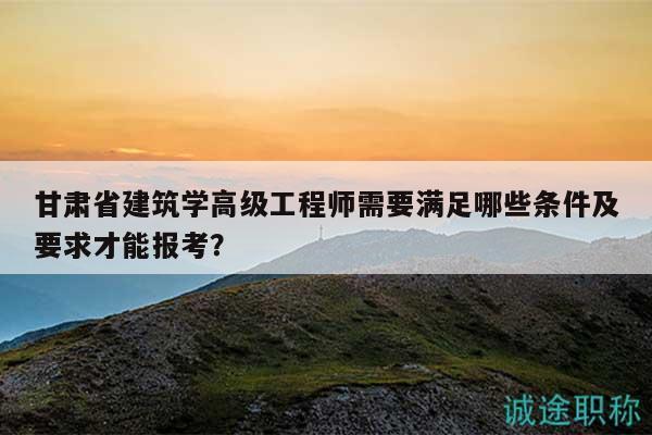 甘肃省建筑学高级工程师需要满足哪些条件及要求才能报考？
