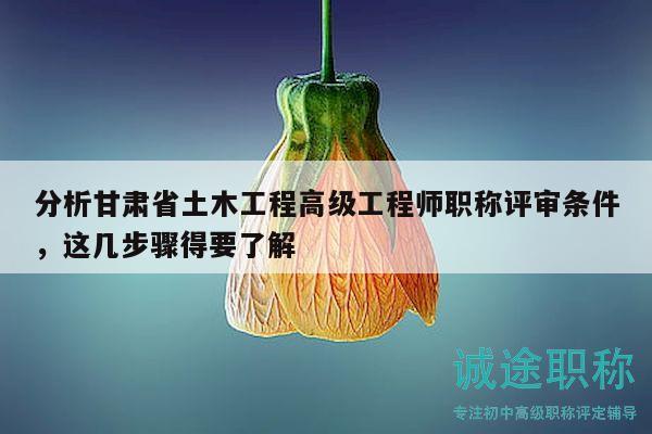 分析甘肃省土木工程高级工程师职称评审条件，这几步骤得要了解