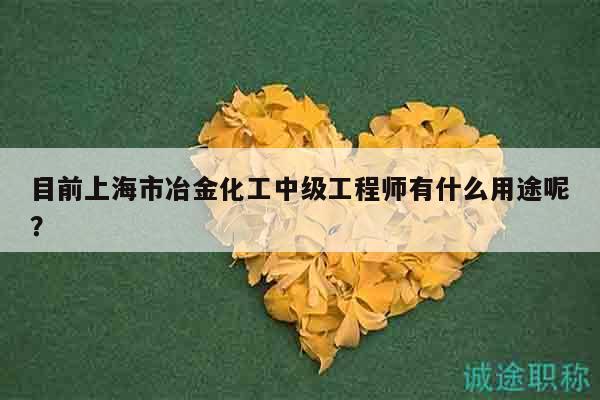 目前上海市冶金化工中级工程师有什么用途呢？