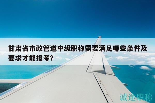 甘肃省市政管道中级职称需要满足哪些条件及要求才能报考？