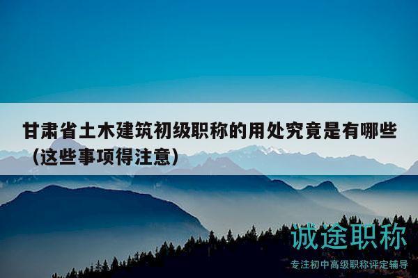 甘肃省土木建筑初级职称的用处究竟是有哪些（这些事项得注意）