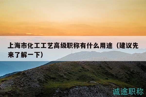 上海市化工工艺高级职称有什么用途（建议先来了解一下）