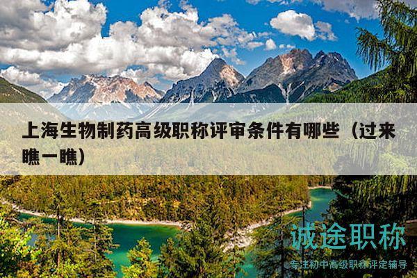 上海生物制药高级职称评审条件有哪些（过来瞧一瞧）