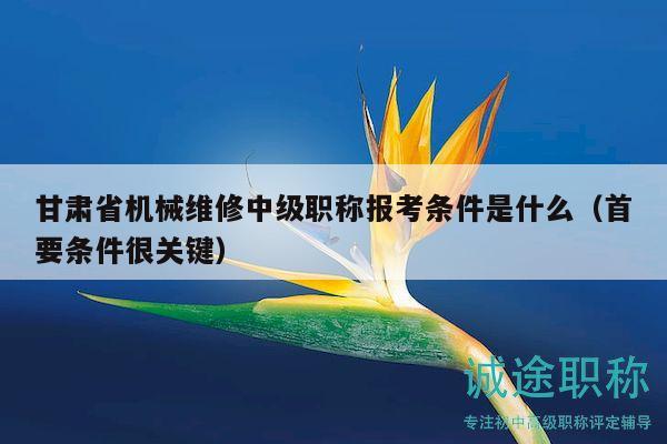 甘肃省机械维修中级职称报考条件是什么（首要条件很关键）