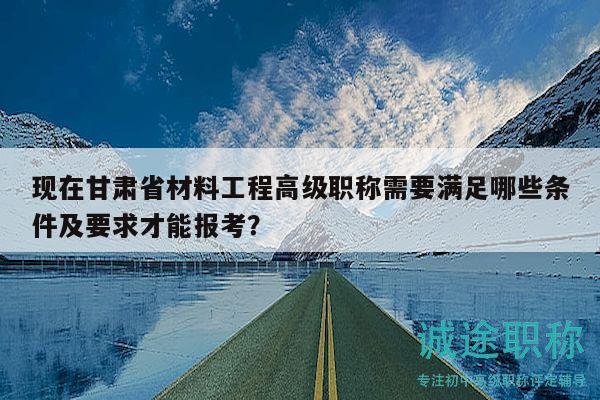 现在甘肃省材料工程高级职称需要满足哪些条件及要求才能报考？