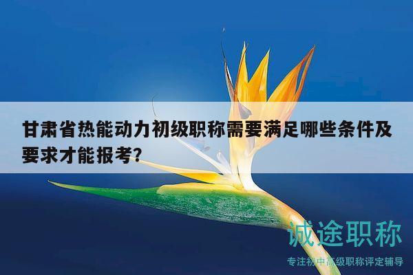 甘肃省热能动力初级职称需要满足哪些条件及要求才能报考？