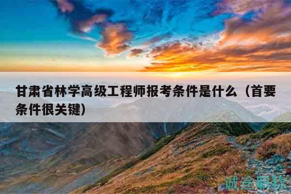 甘肃省林学高级工程师报考条件是什么（首要条件很关键）