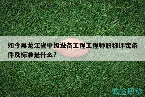 如今黑龙江省中级设备工程工程师职称评定条件及标准是什么？