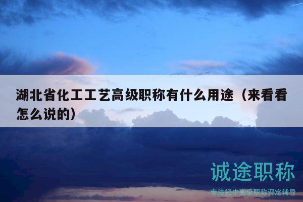 湖北省化工工艺高级职称有什么用途（来看看怎么说的）