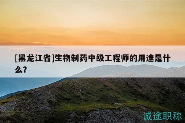 [黑龙江省]生物制药中级工程师的用途是什么？