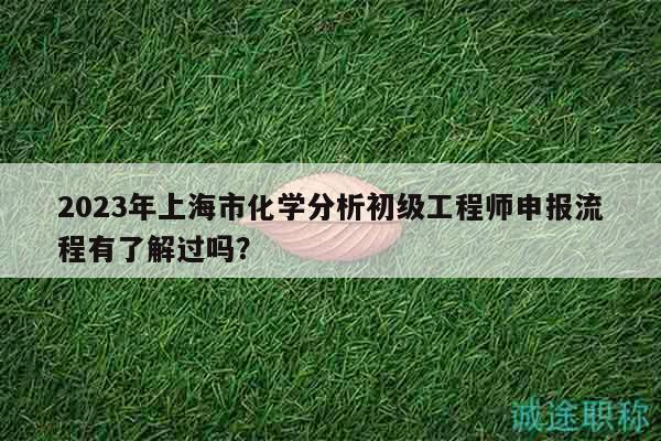 2023年上海市化学分析初级工程师申报流程有了解过吗？