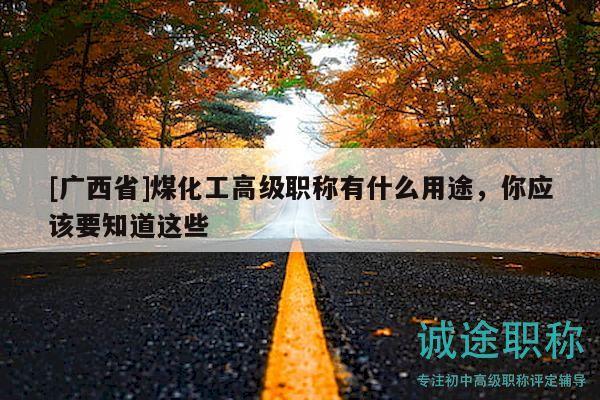 [广西省]煤化工高级职称有什么用途，你应该要知道这些