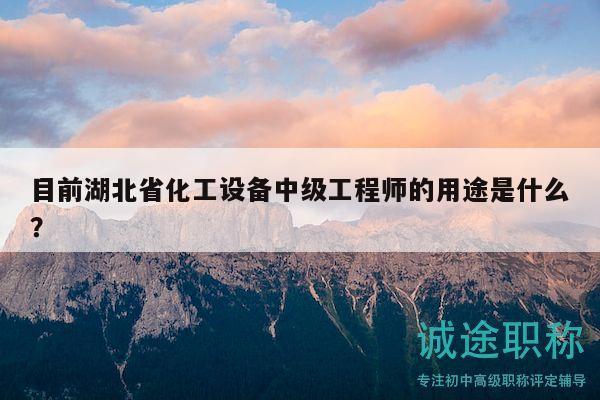目前湖北省化工设备中级工程师的用途是什么？
