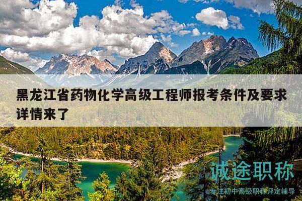 黑龙江省药物化学高级工程师报考条件及要求详情来了