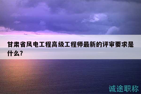 甘肃省风电工程高级工程师最新的评审要求是什么？